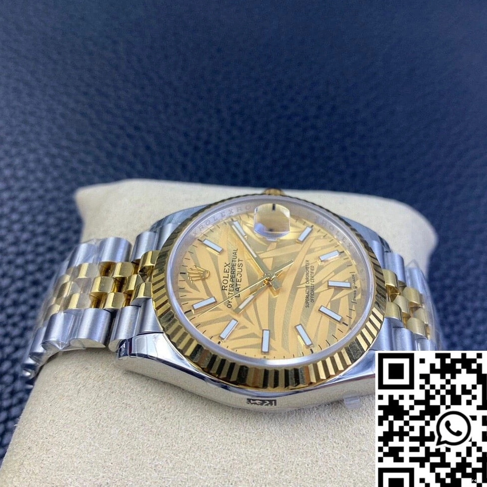 M126233-0037 Dial Datejust Factory Vibrant Golden Rolex EW Pattern Palm 703 Leaf 0810